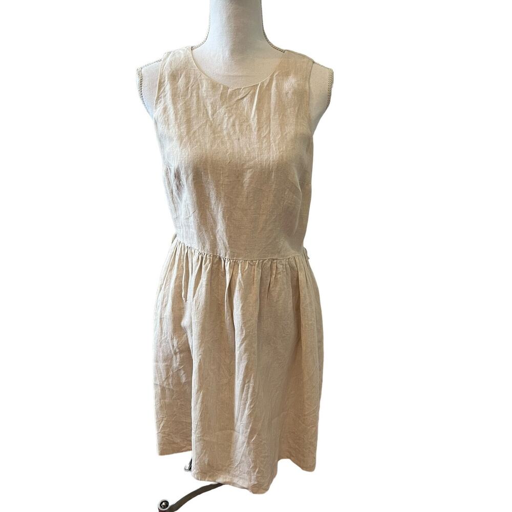 Michael Kors Linen Sleeveless Summer Dress Oatmeal 6